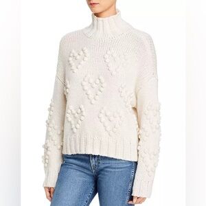 Aqua Heart Popcorn-Knit Sweater Cream Turtleneck women’s large girly winter cozy